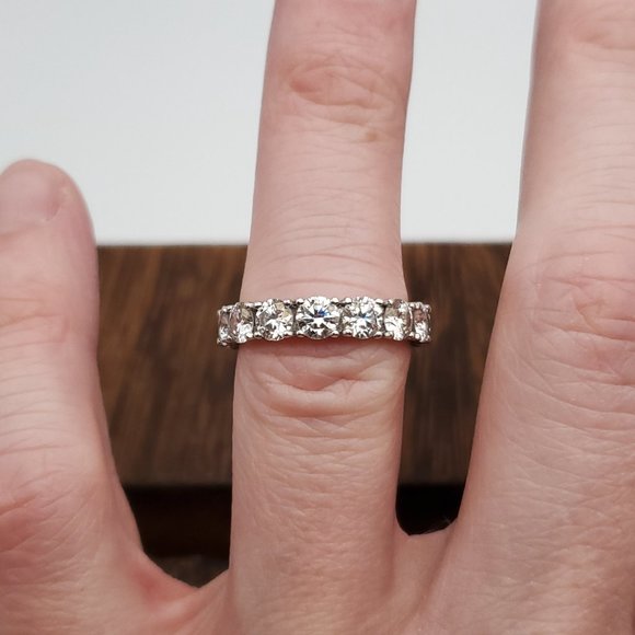 Size 6 925 Sterling Silver 4.5 Carats Of Moissanite Diamonds Ring - Picture 3 of 9